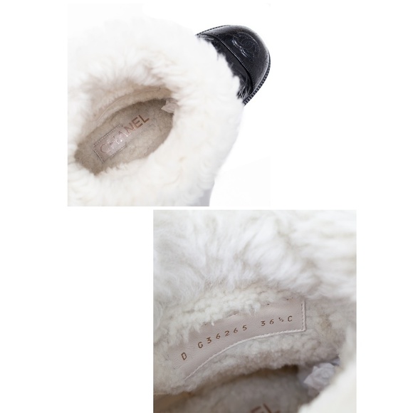 Chanel Black Crackled Patent Leather Shearling-Lined Winter Boots – Size 36.5 C - Picture 11 of 11